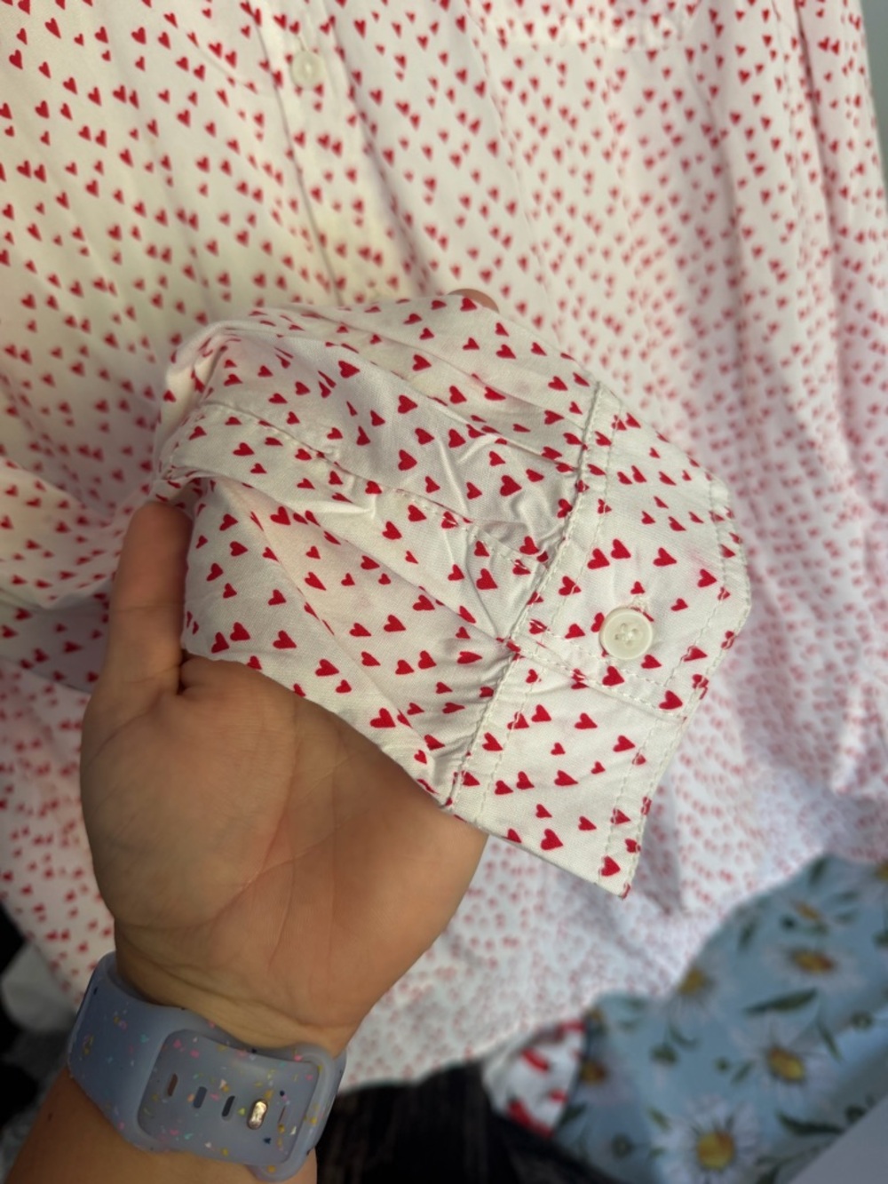 beachlunchlounge White Blouse with Red Heart Print - Picture 3 of 5